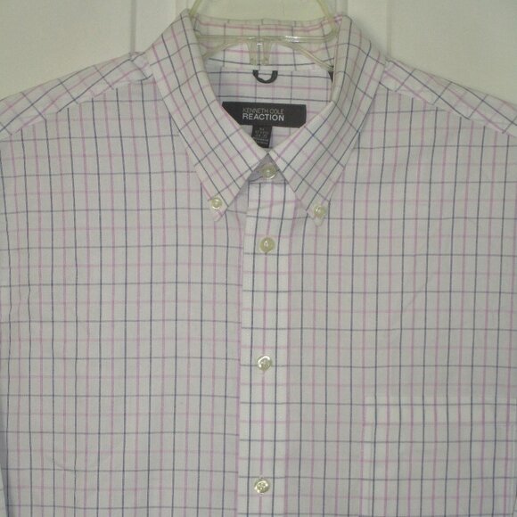 Kenneth Cole Reaction Mens L/S Pink Cotton Button Down Dress Shirt NWOT- 17.5/35 - Picture 1 of 3